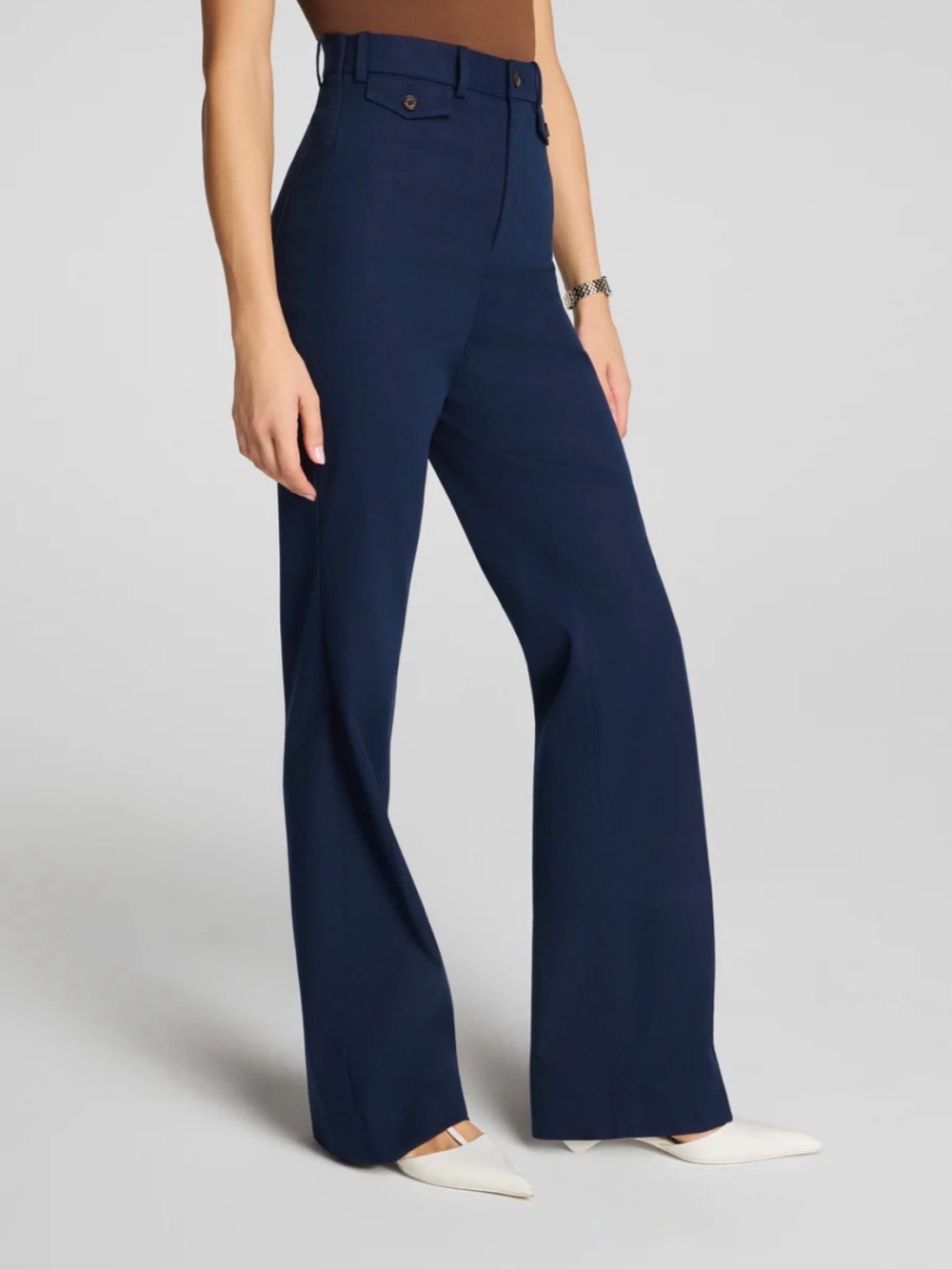 Spanx Easy Flare twill pant in navy NWT